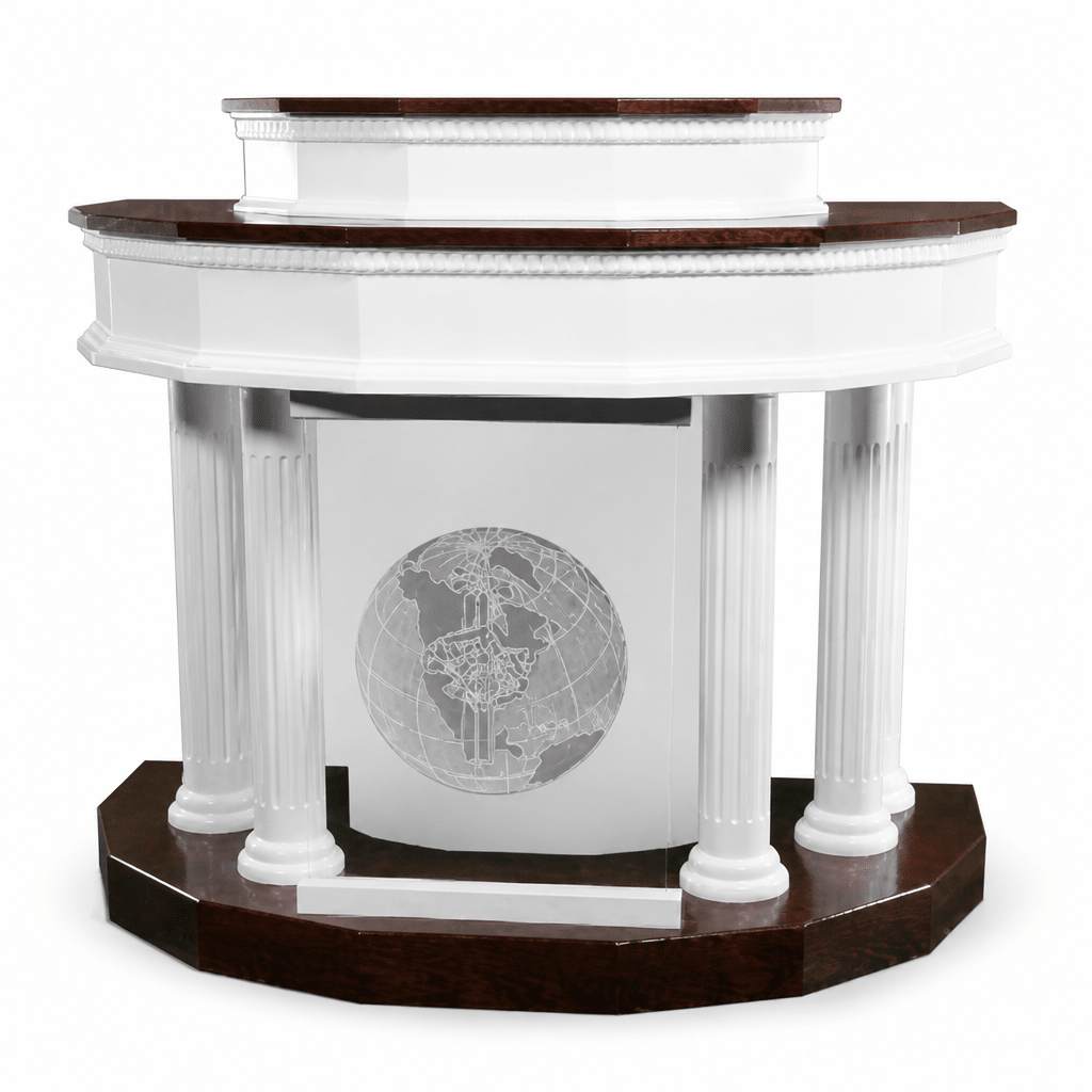 Custom Fluted Wood & Acrylic Pulpit (PS-5) Wood & Acrylic Pulpit 8302-CU Light Oak 35 No White - thePodiumsStore