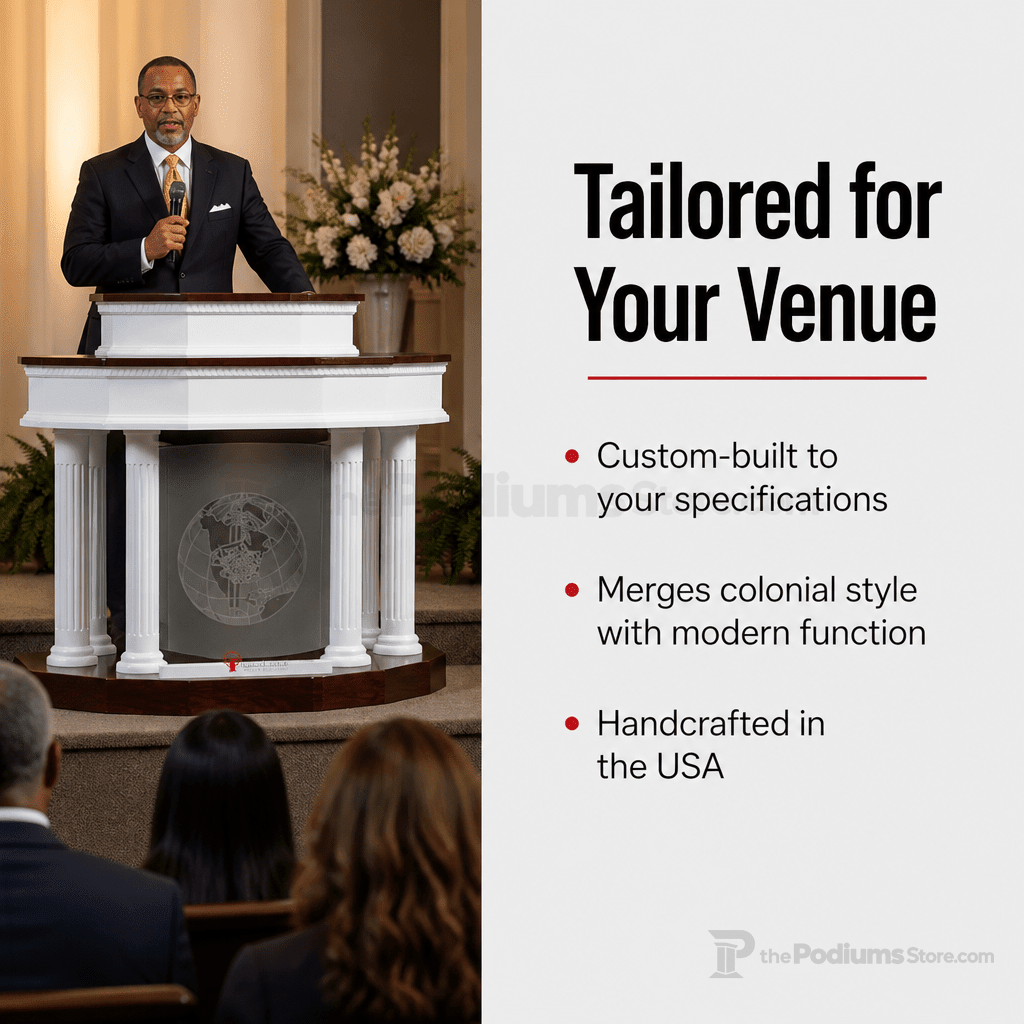 Custom Fluted Wood & Acrylic Pulpit (PS-5) Wood & Acrylic Pulpit 8302-CU Light Oak 35 No White - thePodiumsStore