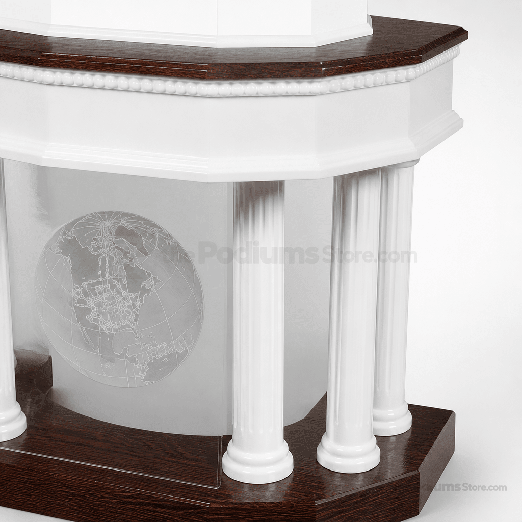 Custom Fluted Wood & Acrylic Pulpit (PS-5) Wood & Acrylic Pulpit 8302-CU Light Oak 35 No White - thePodiumsStore