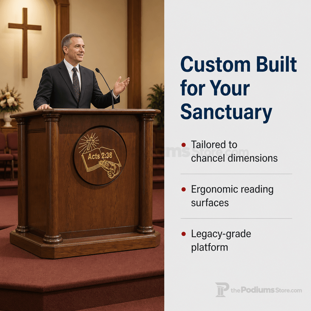 Custom Walk-In Wood Church Pulpit (PS-7) Church Wood Pulpit Custom No. 7 Light Oak 35 No Logo - thePodiumsStore