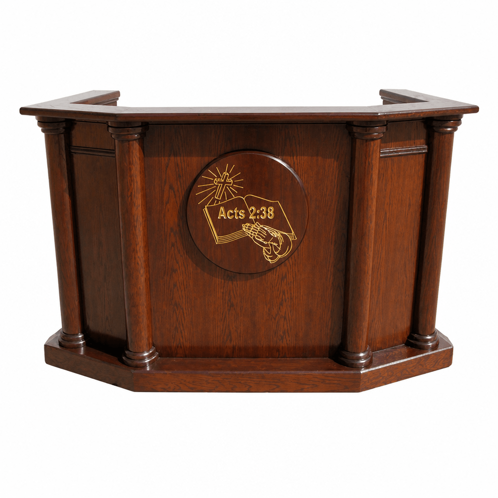 Custom Walk-In Wood Church Pulpit (PS-7) Church Wood Pulpit Custom No. 7 Light Oak 35 No Logo - thePodiumsStore