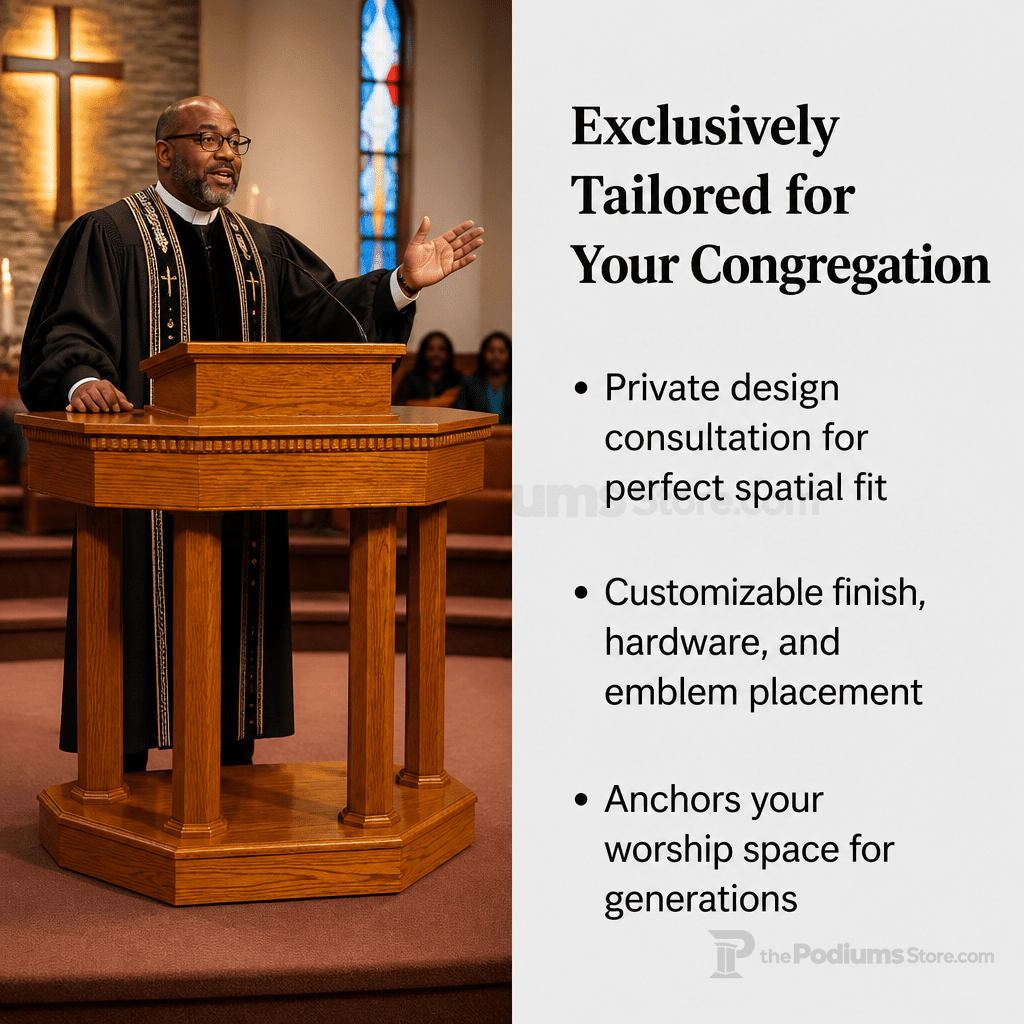 Custom Wood & Acrylic Pulpit (PS-6) Wood & Acrylic Pulpit 8402-CU Light Oak 35 - thePodiumsStore
