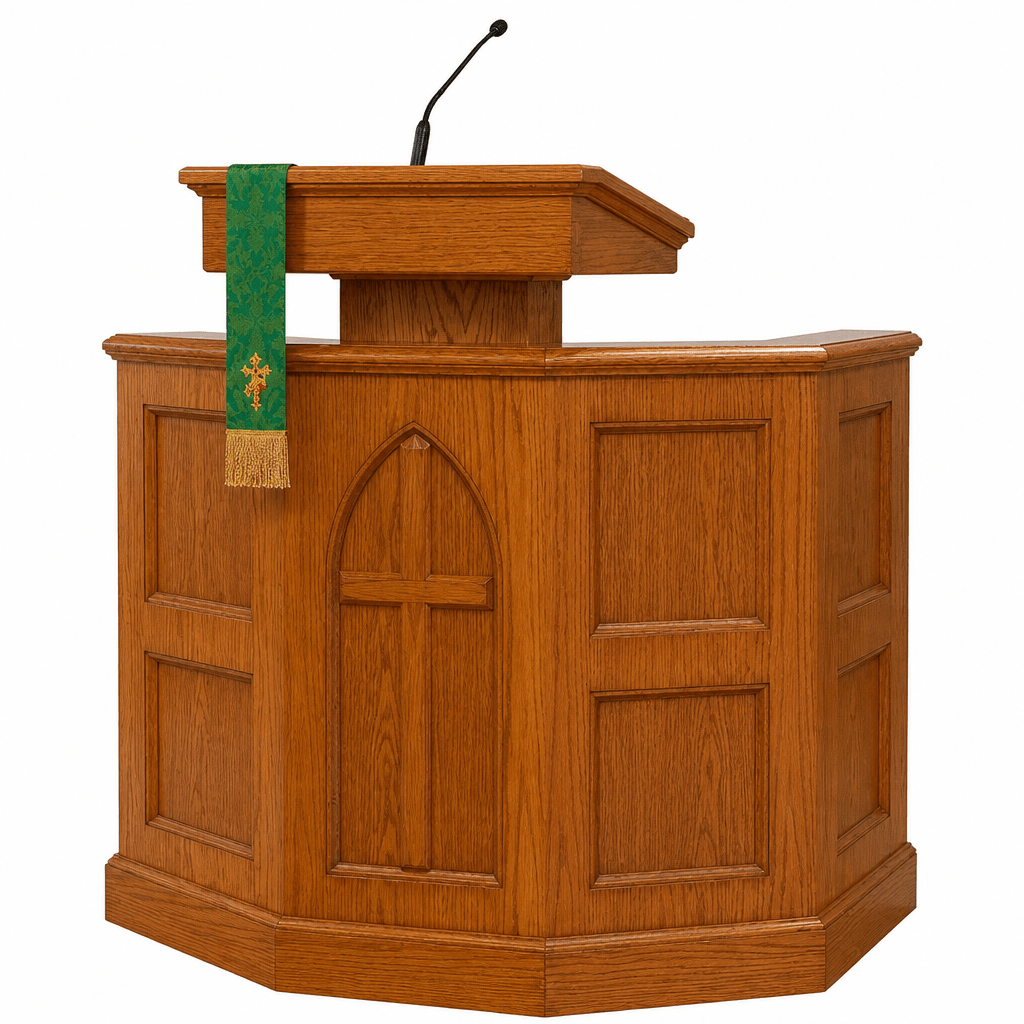 Custom Wood Church Pulpit No. 1 Church Wood Pulpit 1-CU Light Oak 35 No White - thePodiumsStore