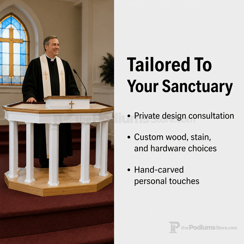 Custom Wood Church Pulpit No. 4 Church Wood Pulpit Custom No. 4 Light Oak 35 No White - thePodiumsStore