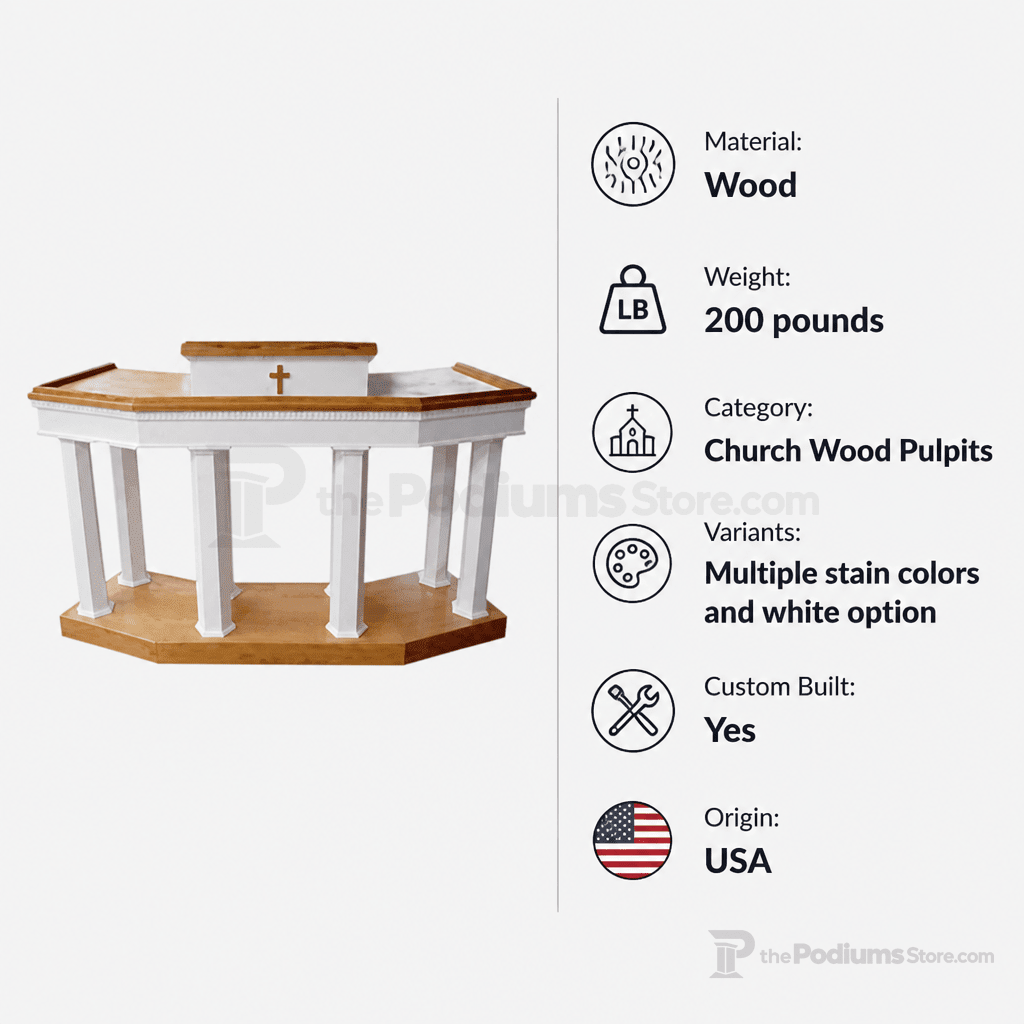 Custom Wood Church Pulpit No. 4 Church Wood Pulpit Custom No. 4 Light Oak 35 No White - thePodiumsStore