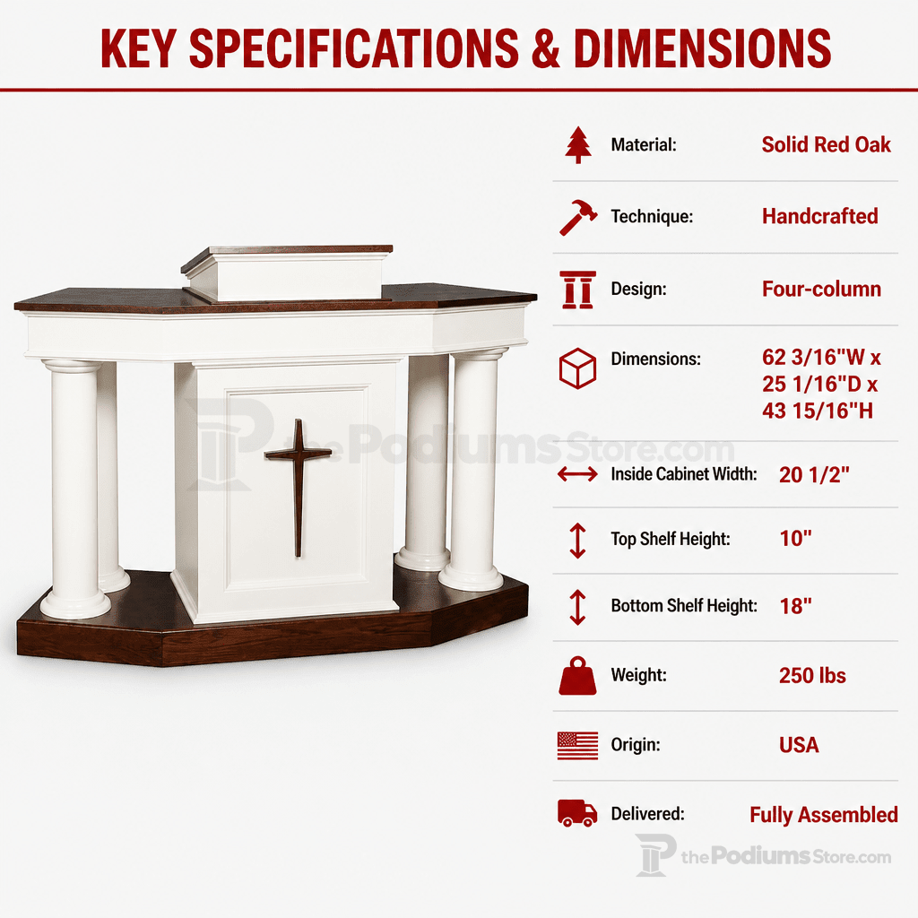 Custom Wood Church Pulpit No. 810 Church Wood Pulpit 810-CU Light Oak 35 No White - thePodiumsStore