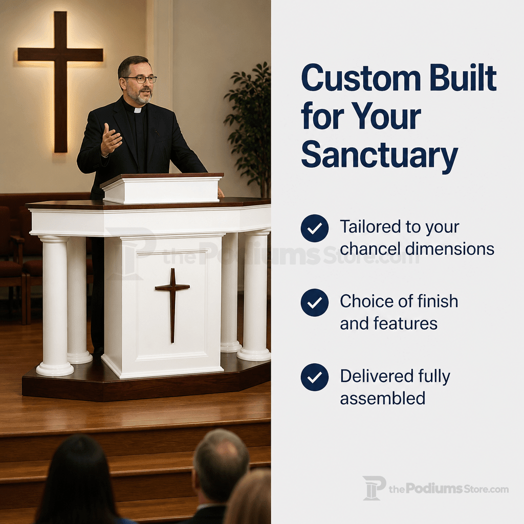 Custom Wood Church Pulpit No. 810 Church Wood Pulpit 810-CU Light Oak 35 No White - thePodiumsStore