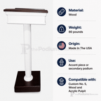 Custom Wood Speaker Stand Pulpit (PS-5SS) Church Wood Pulpit 8302-SS Light Oak 35 No White - thePodiumsStore