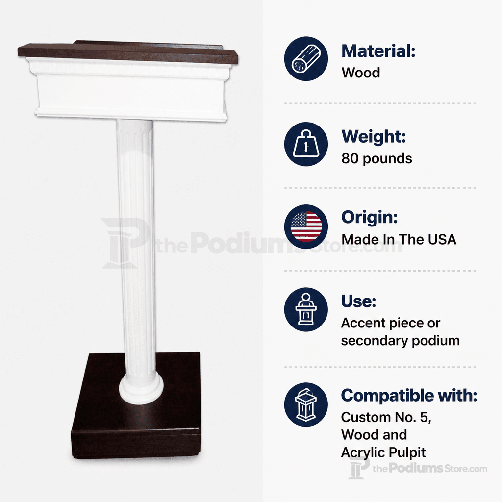 Custom Wood Speaker Stand Pulpit (PS-5SS) Church Wood Pulpit 8302-SS Light Oak 35 No White - thePodiumsStore