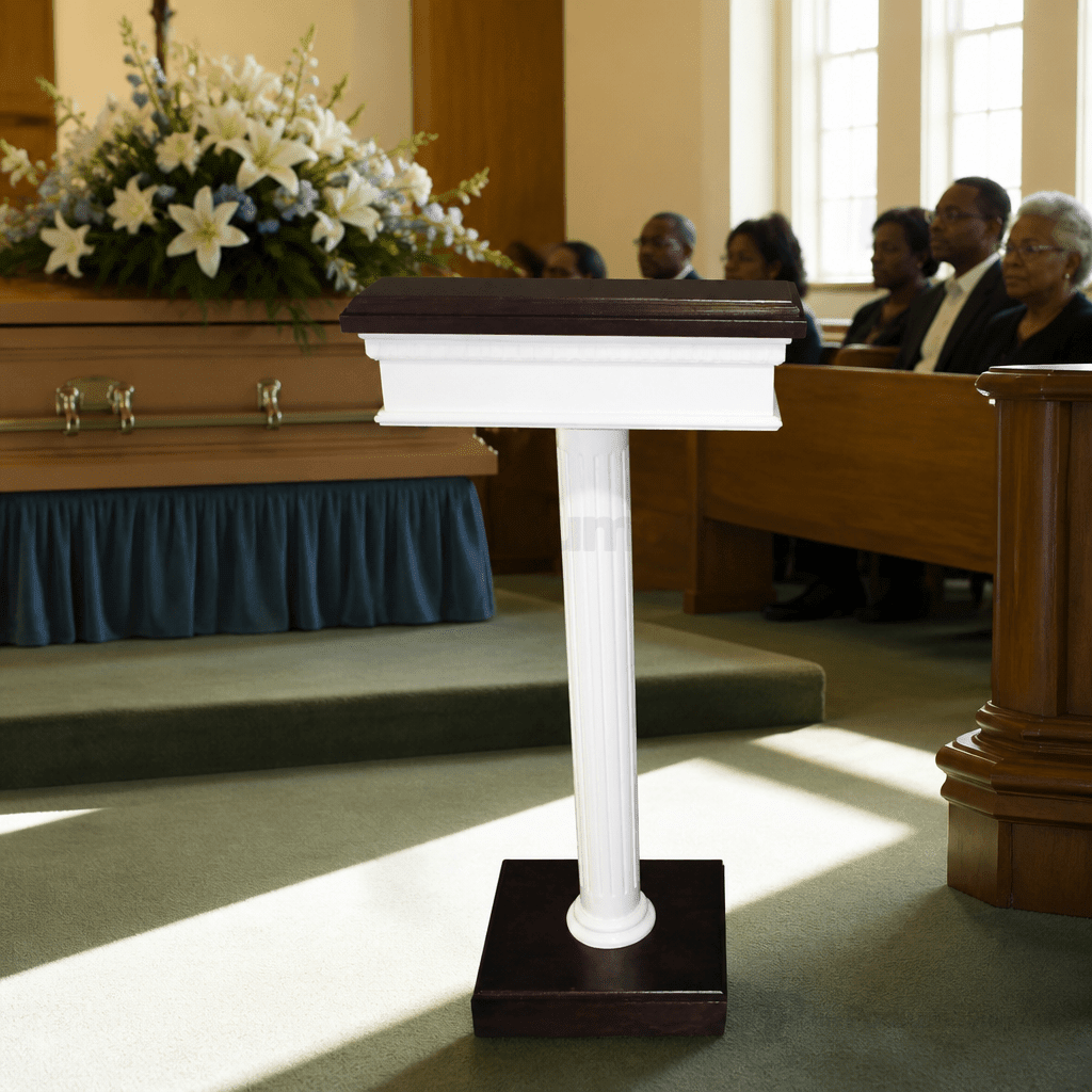 Custom Wood Speaker Stand Pulpit (PS-5SS) Church Wood Pulpit 8302-SS Light Oak 35 No White - thePodiumsStore