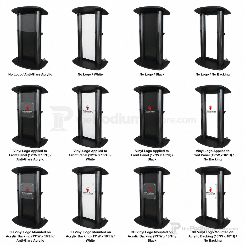 Deluxe Aluminum Lectern — Contemporary (PS-CS1) Aluminum Lectern 1AL-CS1-D No Logo Anti-Glare Acrylic - thePodiumsStore