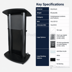 Deluxe Aluminum Lectern — Contemporary (PS-CS1) Aluminum Lectern 1AL-CS1-D No Logo Anti-Glare Acrylic - thePodiumsStore