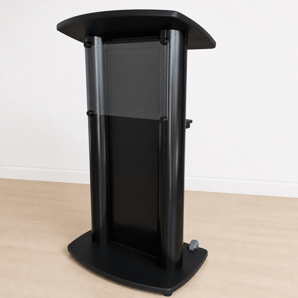 Deluxe Aluminum Lectern — Contemporary (PS-CS1) Aluminum Lectern 1AL-CS1-D No Logo Anti-Glare Acrylic - thePodiumsStore