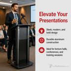 Deluxe Aluminum Lectern — Contemporary (PS-CS1) Aluminum Lectern 1AL-CS1-D No Logo Anti-Glare Acrylic - thePodiumsStore