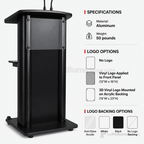 Deluxe Aluminum Lectern — Contemporary (PS-CS2) Aluminum Lectern 1AL-CS2-D No Logo Anti-Glare Acrylic - thePodiumsStore