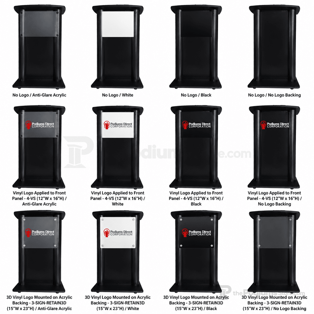 Deluxe Aluminum Lectern — Contemporary (PS-CS2) Aluminum Lectern 1AL-CS2-D No Logo Anti-Glare Acrylic - thePodiumsStore