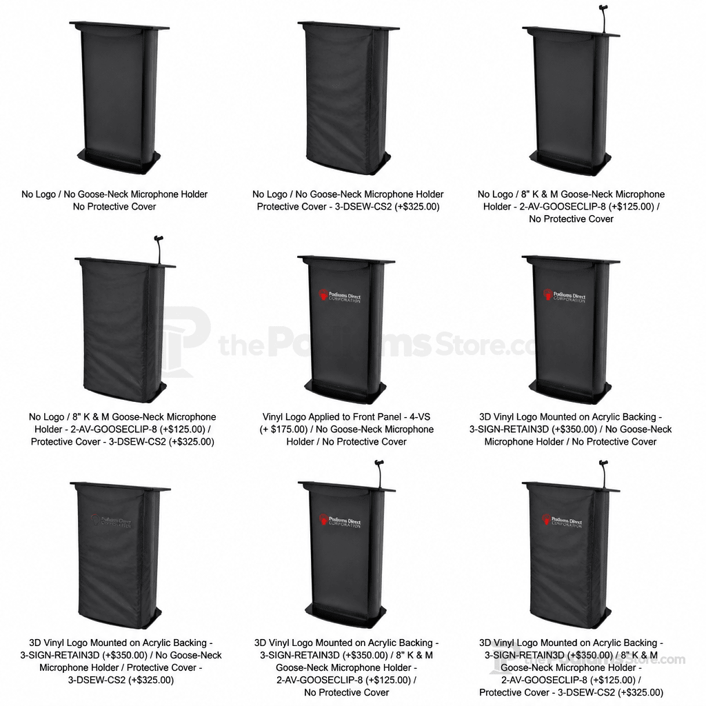Deluxe Aluminum Lectern — Contemporary (PS-H2) Aluminum Lectern 1ALH2D No Logo No Goose-Neck Microphone Holder No Protective Cover - thePodiumsStore