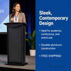 Deluxe Aluminum Lectern — Contemporary (PS-H2) Aluminum Lectern 1ALH2D No Logo No Goose-Neck Microphone Holder No Protective Cover - thePodiumsStore