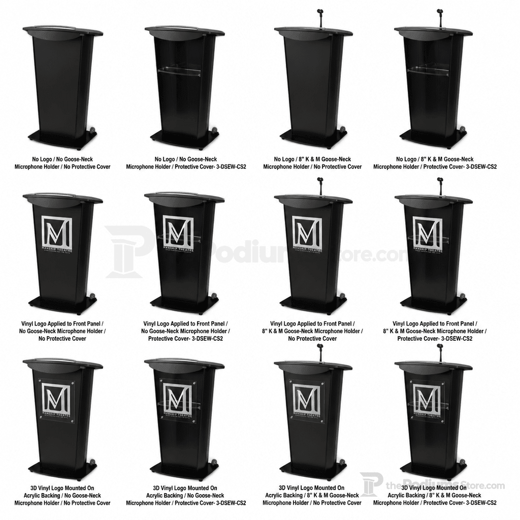 Deluxe Aluminum Lectern — Contemporary (PS-VH1) Aluminum Lectern 1ALVH1D No Logo No Goose-Neck Microphone Holder No Protective Cover - thePodiumsStore