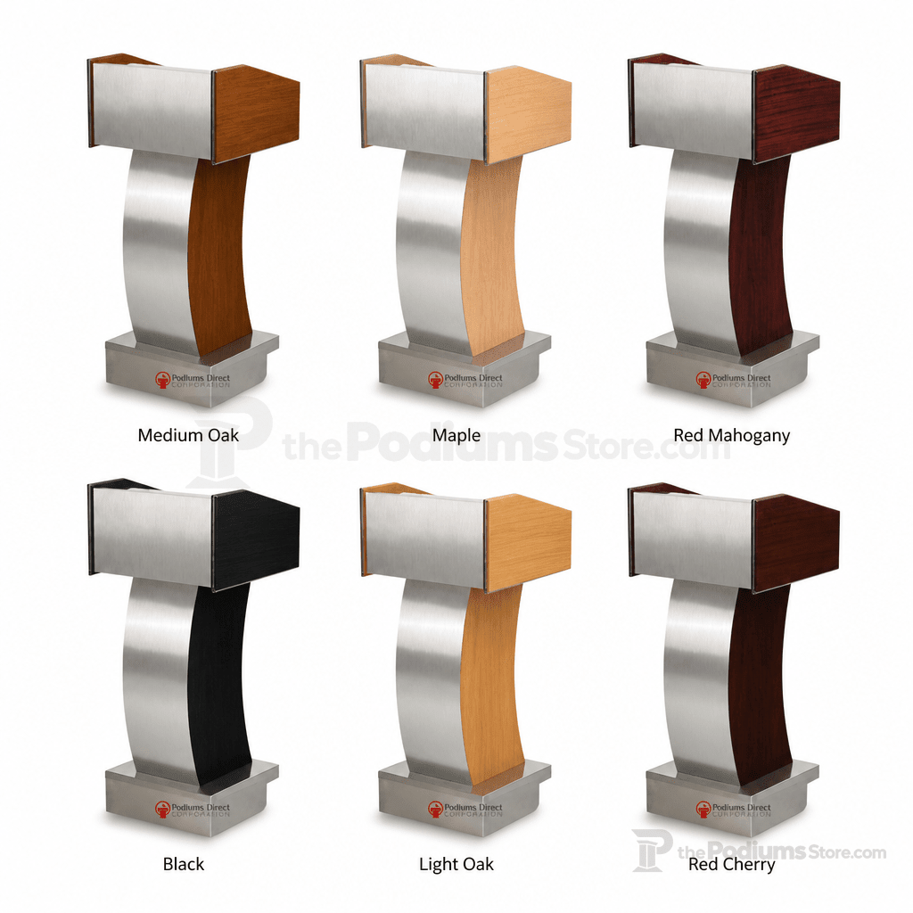 Deluxe Wood & Metal Lectern (PS-5891) Non-Sound Lectern 5891 Medium Oak - thePodiumsStore