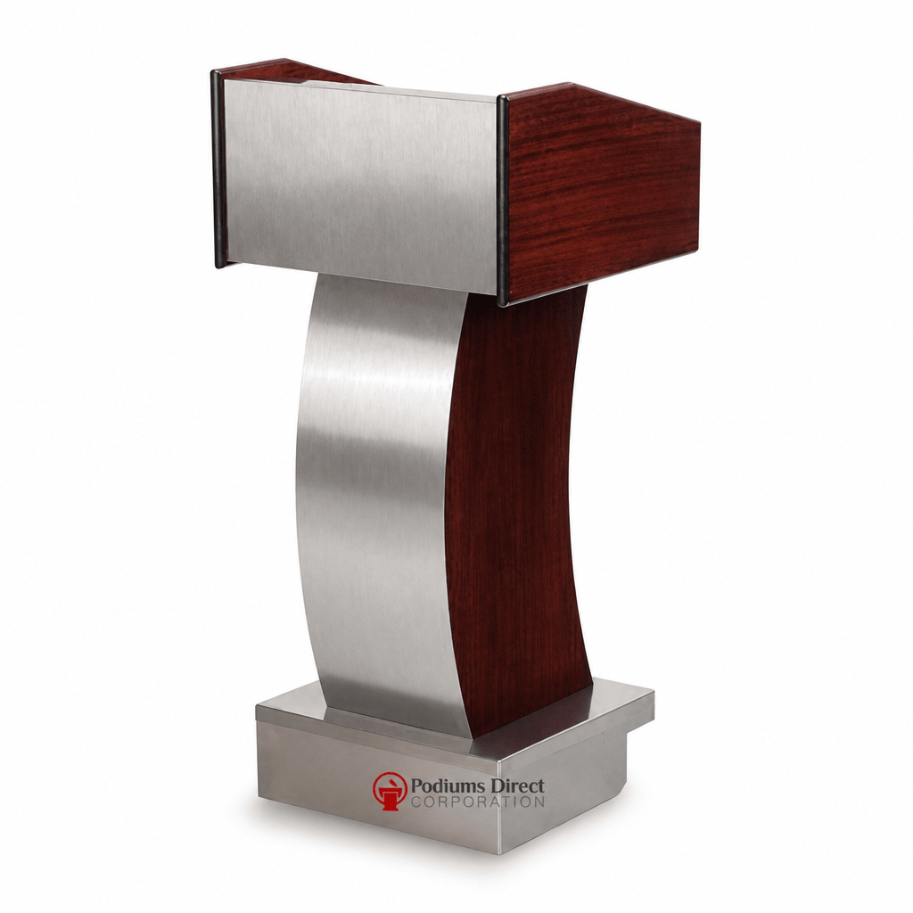 Deluxe Wood & Metal Lectern (PS-5891) Non-Sound Lectern 5891 Medium Oak - thePodiumsStore