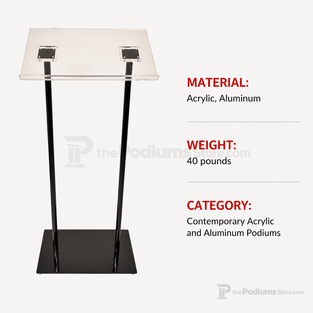 Double-Column Acrylic & Aluminum Podium Acrylic & Aluminum Podium NSMLDC - thePodiumsStore