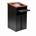 Down-View Computer Lectern with LCD Display (PS-DVP2627-BB) LCD Display Lectern DVP2627-BB Surface Color Gray Matrix Frame Color Black River No Wheel Kit - thePodiumsStore