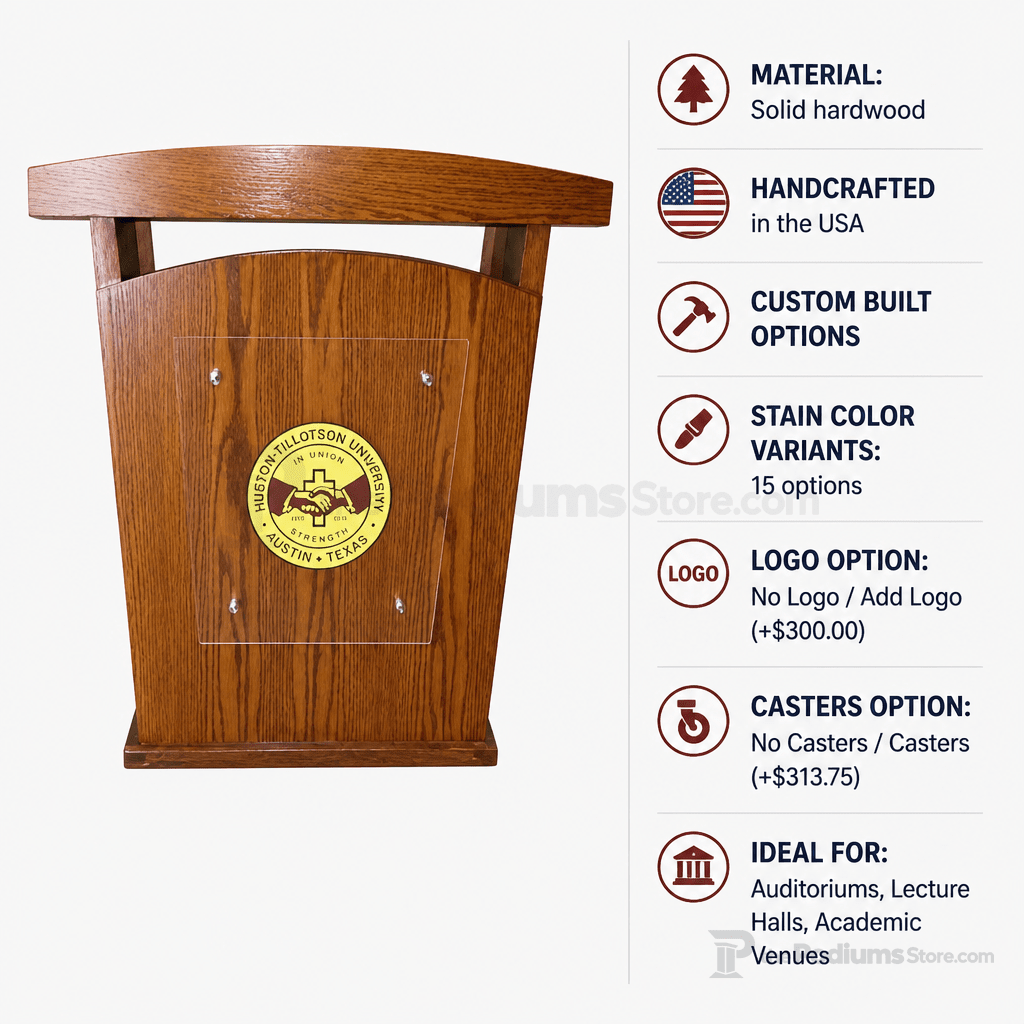 Eagle Solid Hardwood Lectern Hardwood Lectern PDEAG-27 Light Oak 35 No Logo No Casters - thePodiumsStore