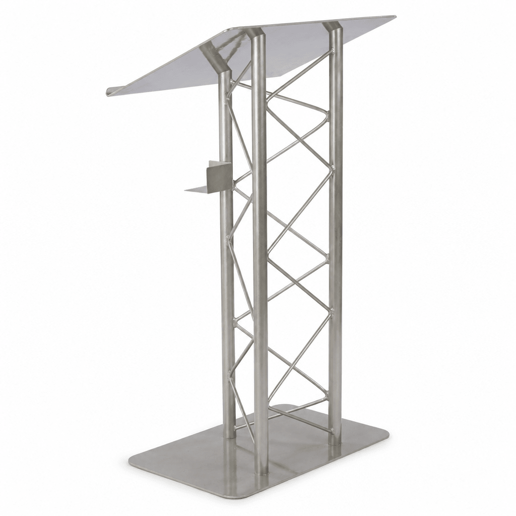 Economy 3-Post Straight Metal Truss Lectern — Silver Metal Truss Lectern LCTTRSSLV - thePodiumsStore