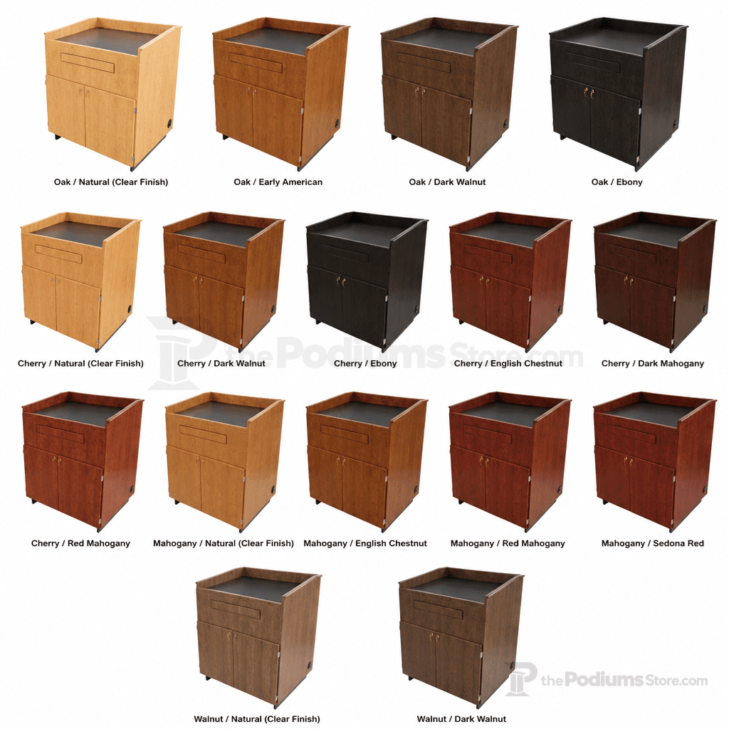 Educator Cart-Style Multimedia Lectern Multimedia Lectern EDU042-O Oak Natural (Clear Finish) - thePodiumsStore