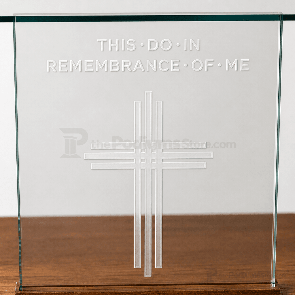 Elegance Glass Communion Table (PS-NC41) Communion Table NC41 Black Lacquer Communion Table 40” - thePodiumsStore