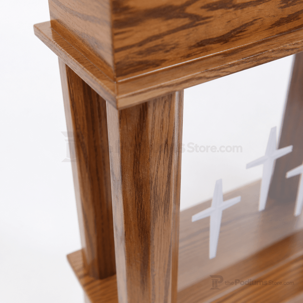 Exhorter Column Wood & Acrylic Pulpit (PS-810) Wood & Acrylic Pulpit EX 810 Light Oak 35 - thePodiumsStore