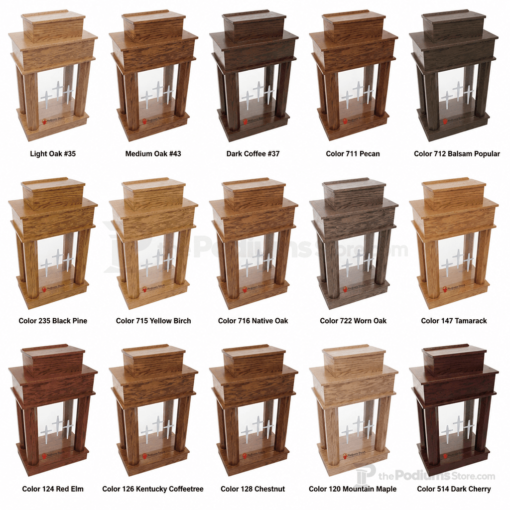 Exhorter Column Wood & Acrylic Pulpit (PS-810) Wood & Acrylic Pulpit EX 810 Light Oak 35 - thePodiumsStore