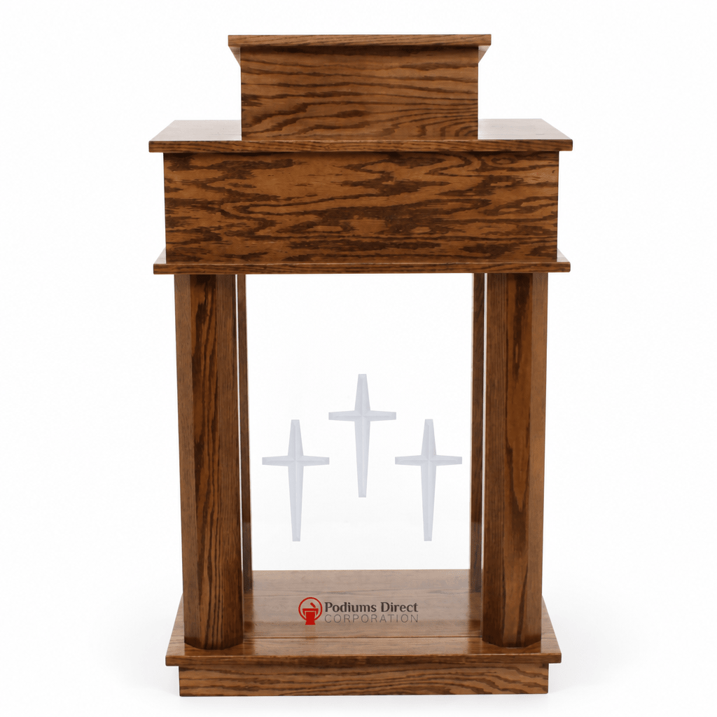 Exhorter Column Wood & Acrylic Pulpit (PS-810) Wood & Acrylic Pulpit EX 810 Light Oak 35 - thePodiumsStore