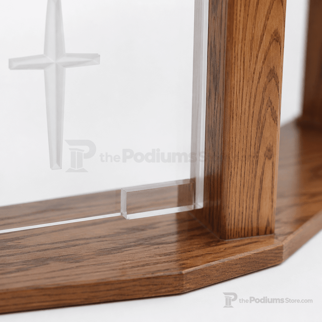 Exhorter Extra-Wide Wood & Acrylic Pulpit (PS-779) Wood & Acrylic Pulpit 779 Light Oak 35 - thePodiumsStore