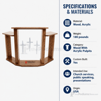 Exhorter Extra-Wide Wood & Acrylic Pulpit (PS-779) Wood & Acrylic Pulpit 779 Light Oak 35 - thePodiumsStore