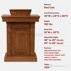 Fluted Pedestal Wood Church Pulpit (PS-8201) Church Wood Pulpit NO 8201 STND Light Oak 35 - thePodiumsStore