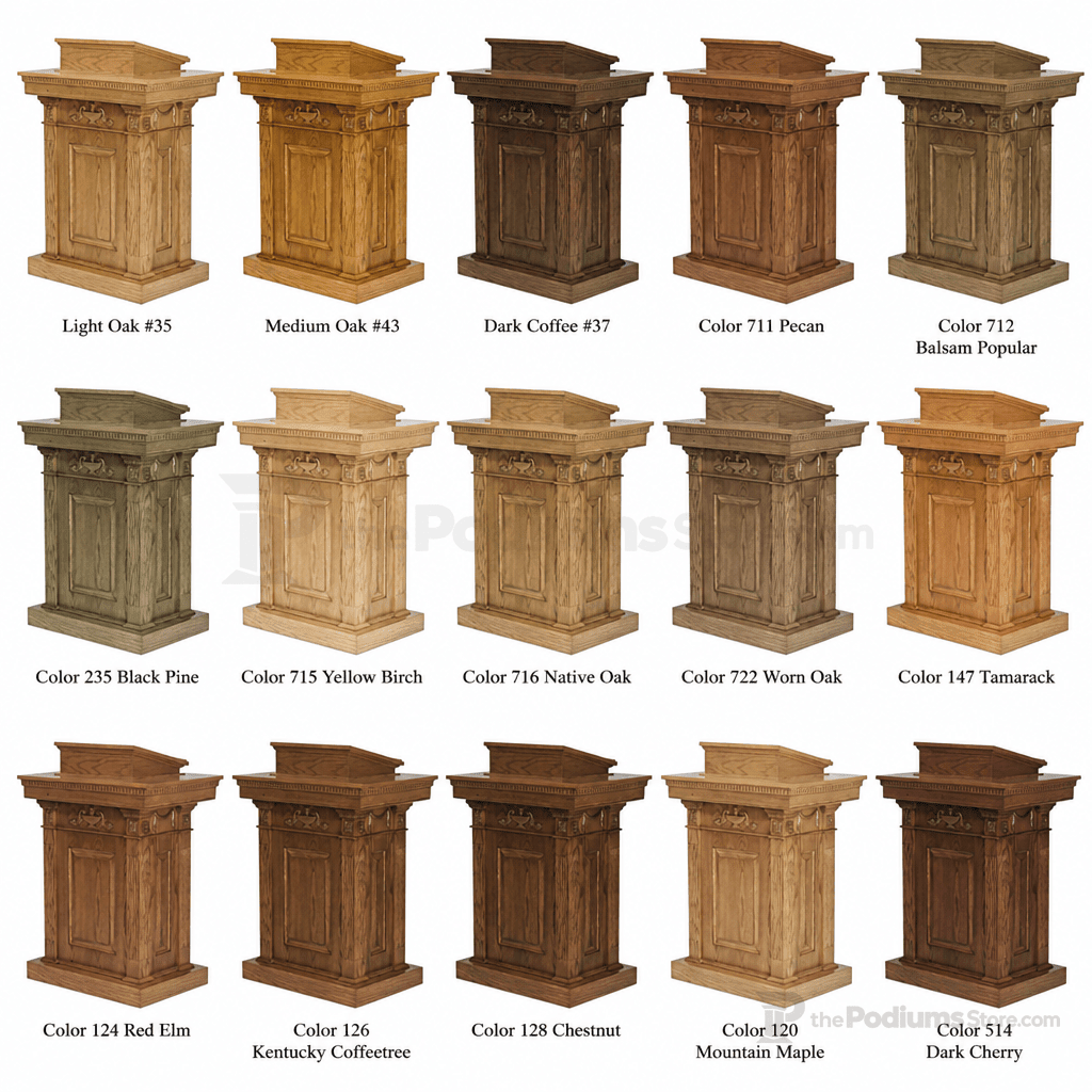 Fluted Pedestal Wood Church Pulpit (PS-8201) Church Wood Pulpit NO 8201 STND Light Oak 35 - thePodiumsStore