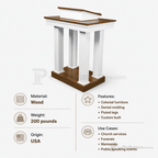 Fluted Pedestal Wood Church Pulpit (PS-8401) Church Wood Pulpit 8401 Light Oak 35 No White - thePodiumsStore