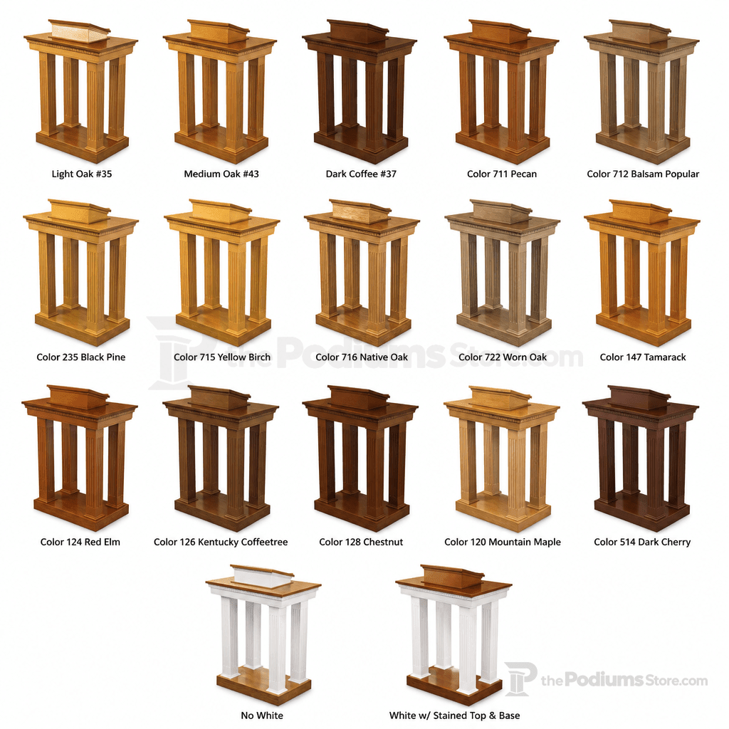 Fluted Pedestal Wood Church Pulpit (PS-8401) Church Wood Pulpit 8401 Light Oak 35 No White - thePodiumsStore