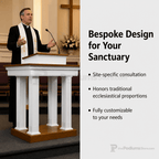 Fluted Pedestal Wood Church Pulpit (PS-8401) Church Wood Pulpit 8401 Light Oak 35 No White - thePodiumsStore