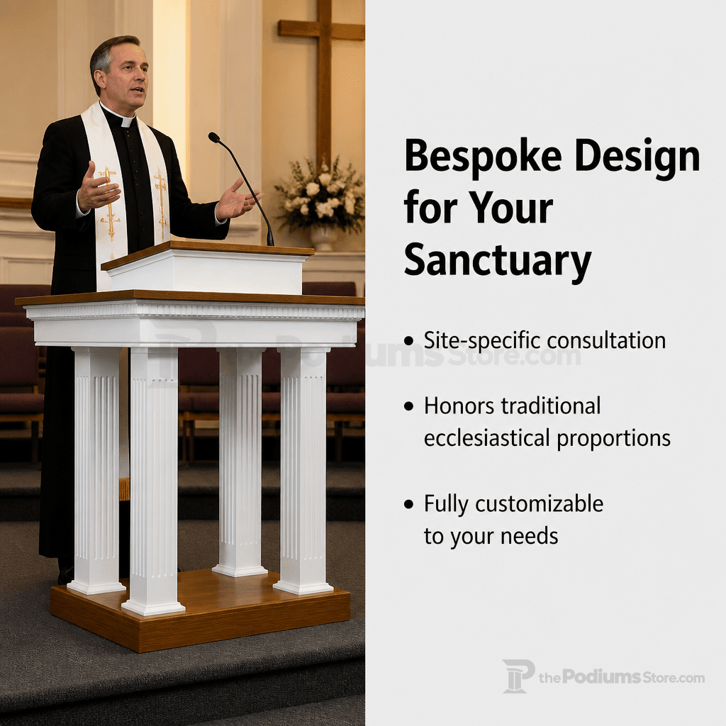Fluted Pedestal Wood Church Pulpit (PS-8401) Church Wood Pulpit 8401 Light Oak 35 No White - thePodiumsStore