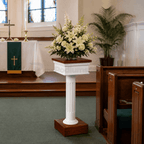 Fluted Pedestal Wood Flower Stand (PS-8302-FL) Flower Stand 8302-FS Light Oak 35 No White - thePodiumsStore