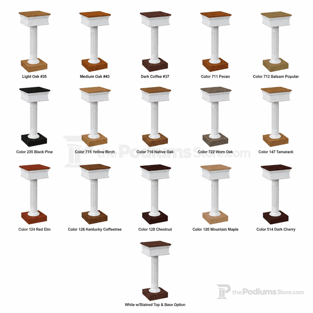 Fluted Pedestal Wood Flower Stand (PS-8302-FL) Flower Stand 8302-FS Light Oak 35 No White - thePodiumsStore
