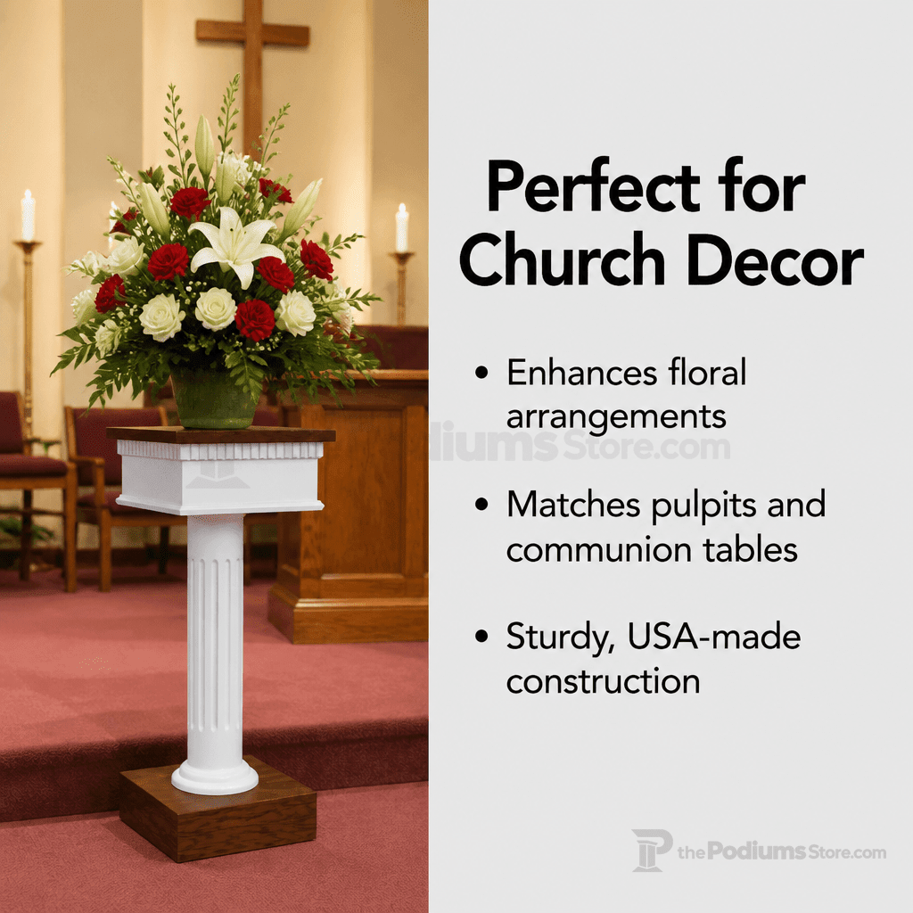Fluted Pedestal Wood Flower Stand (PS-8302-FL) Flower Stand 8302-FS Light Oak 35 No White - thePodiumsStore