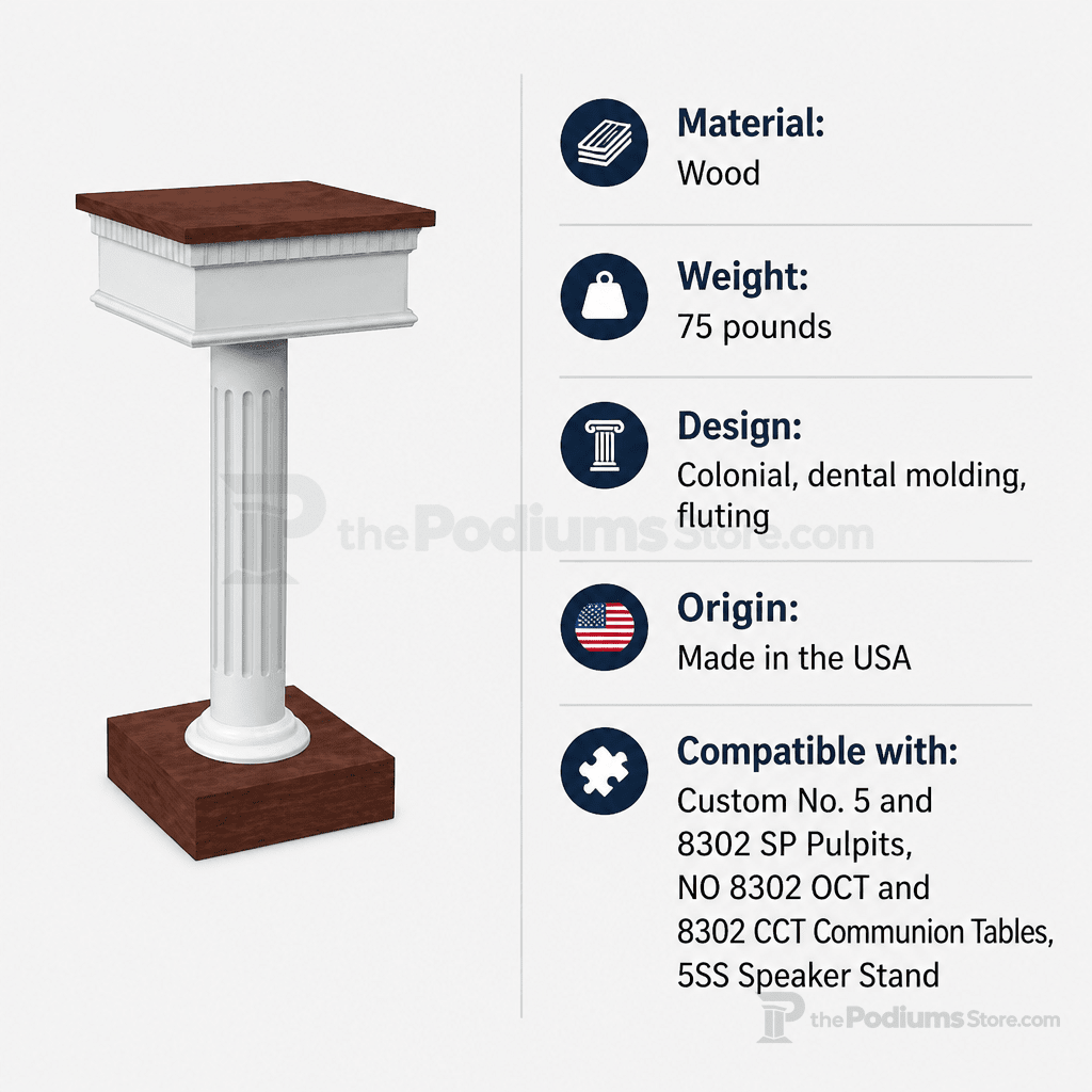 Fluted Pedestal Wood Flower Stand (PS-8302-FL) Flower Stand 8302-FS Light Oak 35 No White - thePodiumsStore
