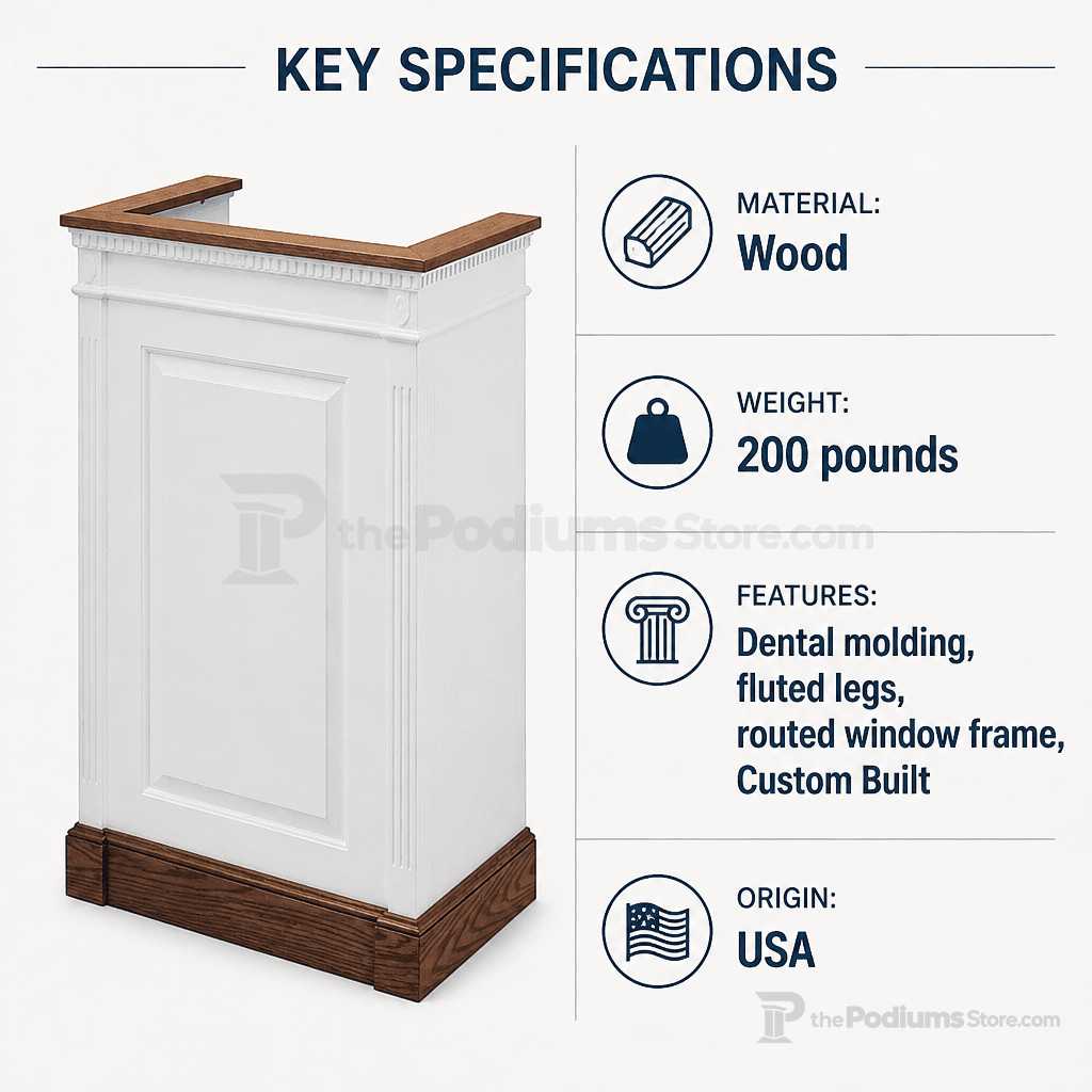 Fluted Single-Panel Wood Church Pulpit (PS-821) Church Wood Pulpit 821 Light Oak 35 No White - thePodiumsStore