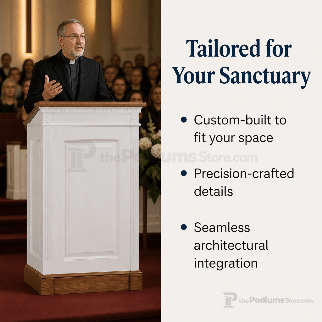 Fluted Single-Panel Wood Church Pulpit (PS-821) Church Wood Pulpit 821 Light Oak 35 No White - thePodiumsStore