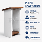 Fluted Wood & Acrylic Church Pulpit (PS-P103) Wood & Acrylic Pulpit NO. P103 Light Oak 35 - thePodiumsStore