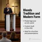 Fluted Wood & Acrylic Church Pulpit (PS-P103) Wood & Acrylic Pulpit NO. P103 Light Oak 35 - thePodiumsStore